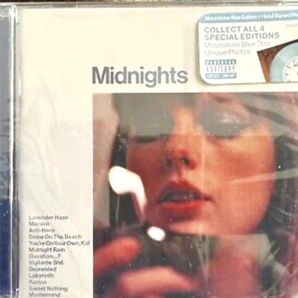 SIGNED TAYLOR SWIFT MIDNIGHTS MOONSTONE BLUE CD & AUTOGRAPH PHOTO NIB